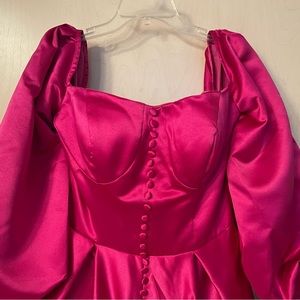 Barbie hot pink satin ball gown with puffed sleeves